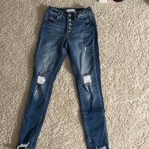 5 button kancan ripped skinny jeans